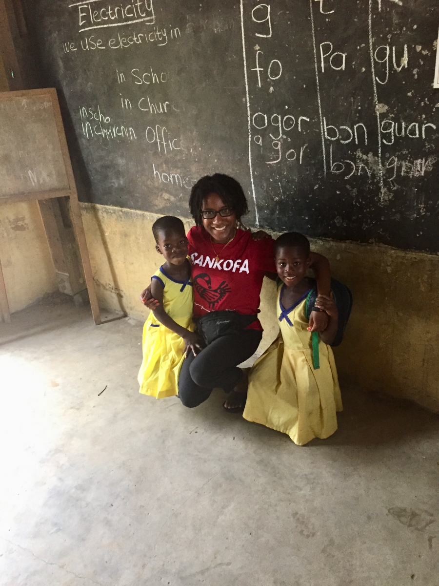 Brown in Ghana with students