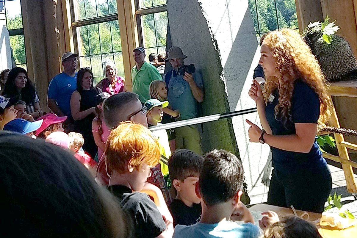 Monica Witcher presenting about porcupines at The Wild Center